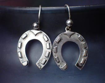 Antique Victorian Silver Lucky Horse Shoe Earrings