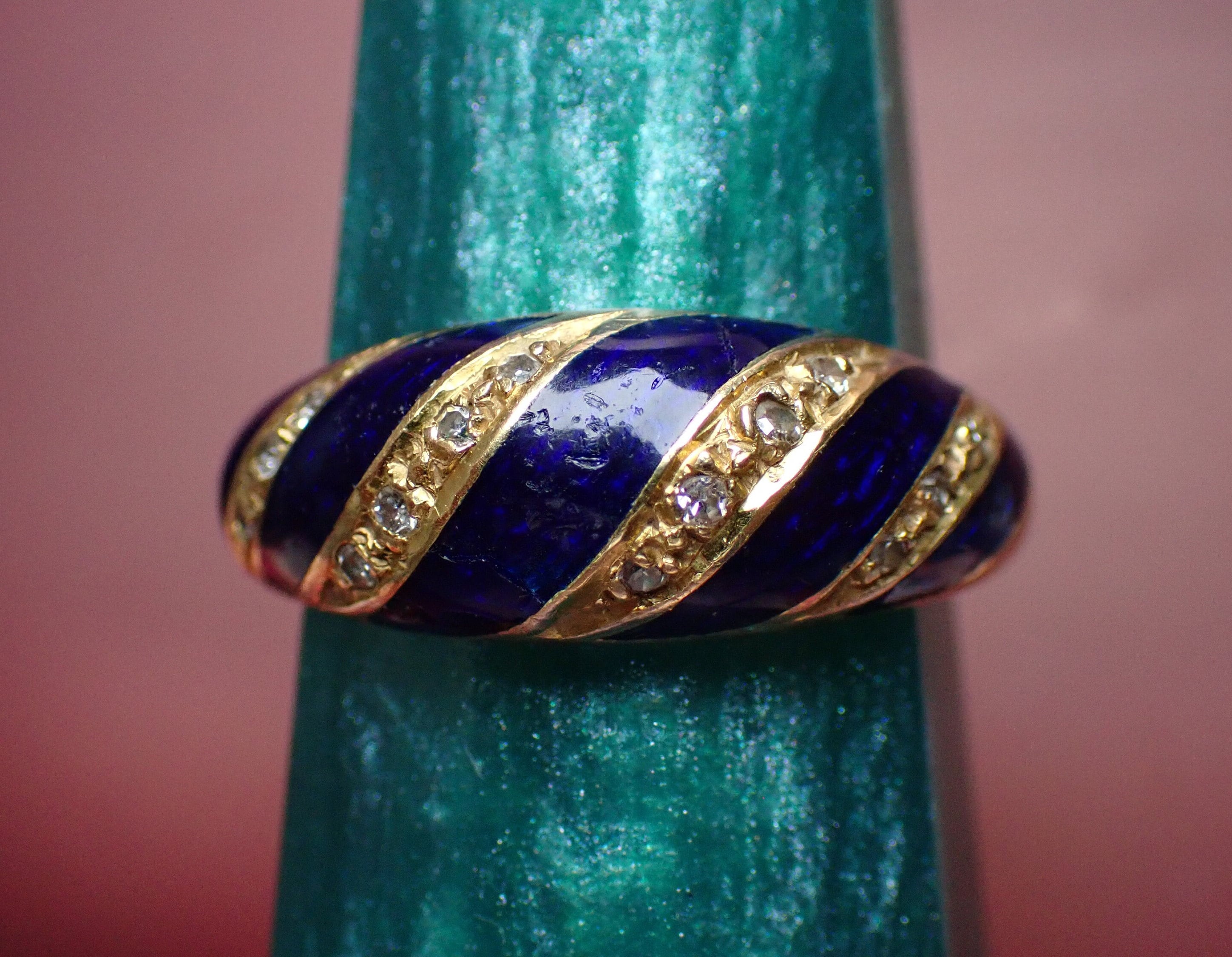 Blue enamel ring discount