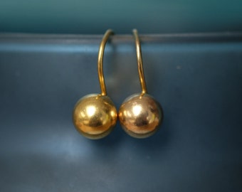 Antique Late Victorian 9 Carat Gold Orb Screw Earrings, circa 1900