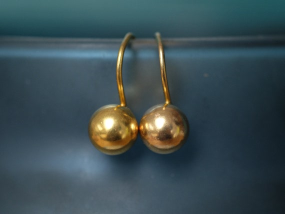 Antique Late Victorian 9 Carat Gold Orb Screw Ear… - image 1