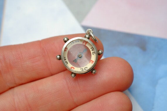 Vintage Sterling Silver Miniature Compass Charm P… - image 7