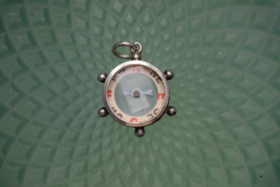 Vintage Sterling Silver Miniature Compass Charm P… - image 1