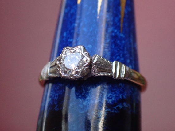 Antique Art Deco 18ct Gold Platinum Diamond Star Solitaire Ring Etsy Italia