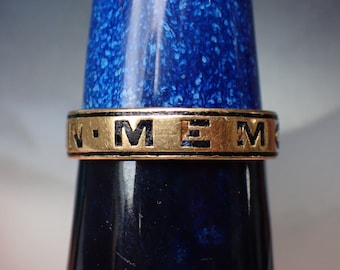 Antique Victorian 18ct Gold & Enamel 'In Memory Of' Mourning Band Ring