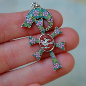Antique Victorian Italian Silver Micro Mosaic Chi Rho & Dove Pendant ...
