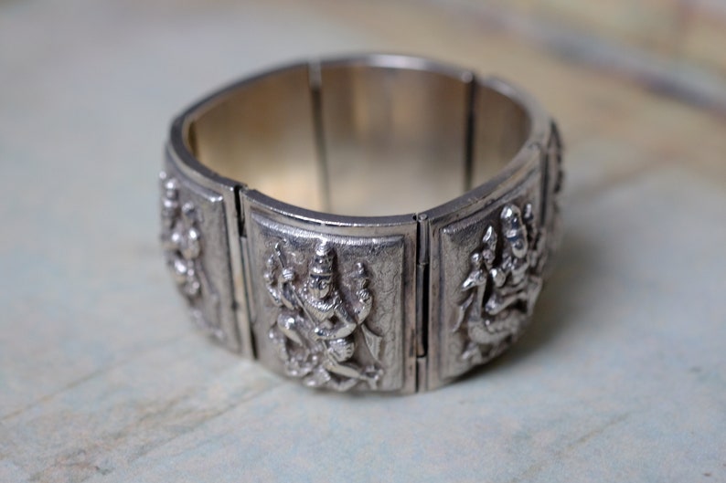 Antique Victorian Indian Raj Silver Hindu Deity Bracelet Etsy