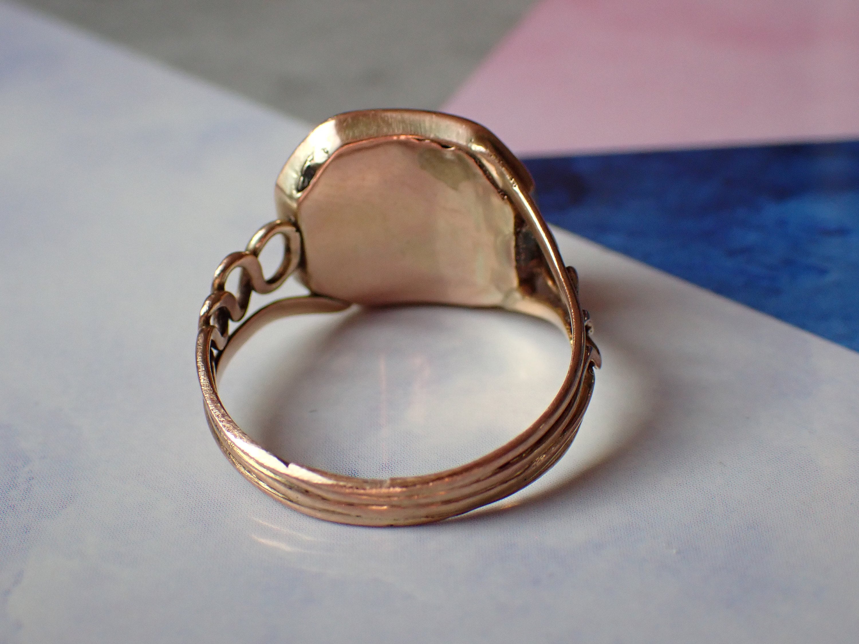 Bague Ancienne Géorgienne En Pâte De Verre - Style Grappe D'or, Taille K 1/2