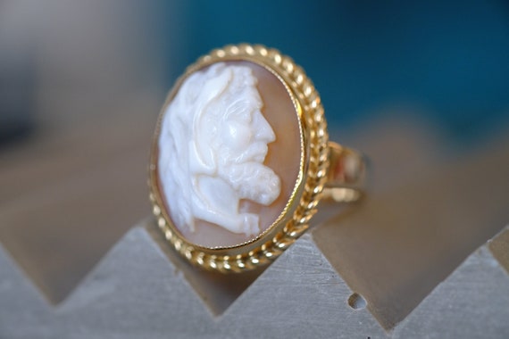 アンティーク 9 カラット ゴールド 彫刻シェル ヘラクレス/ヘラクレス