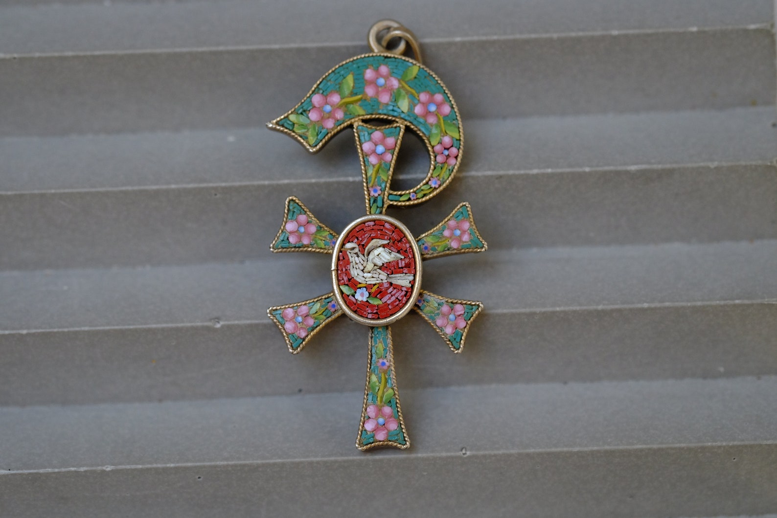 Antique Victorian Italian Silver Micro Mosaic Chi Rho & Dove - Etsy UK