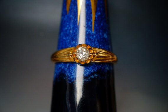 Antique Victorian 18ct Gold Old Cut Diamond Solit… - image 1