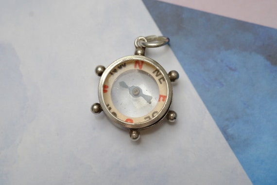 Vintage Sterling Silver Miniature Compass Charm P… - image 5