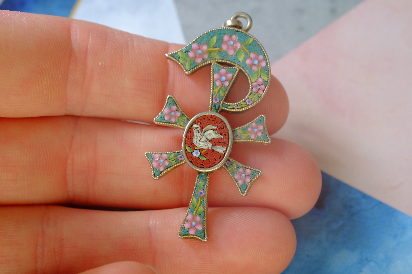 Antique Victorian Italian Silver Micro Mosaic Chi Rho & Dove - Etsy UK