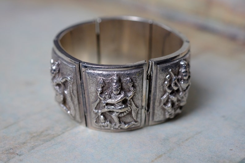 Antique Victorian Indian Raj Silver Hindu Deity Bracelet Etsy