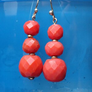 Coral Bead Earrings Etsy UK