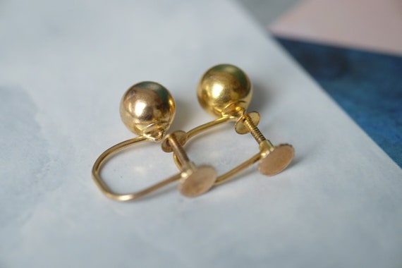 Antique Late Victorian 9 Carat Gold Orb Screw Ear… - image 5