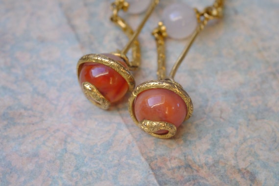 Unusual Antique Victorian Gilt Snakes & Agate Clo… - image 7