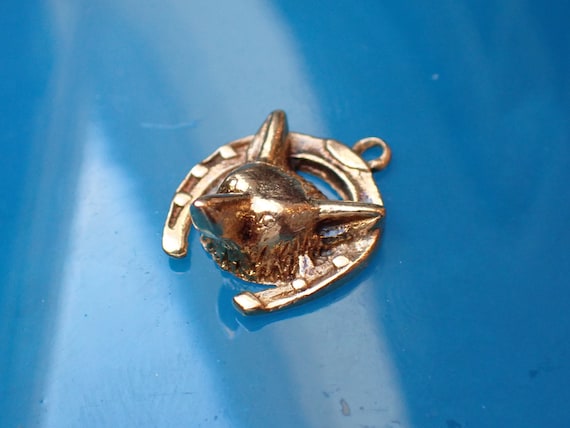Vintage 1960's 9ct Gold Lucky Horse Shoe & Fox He… - image 3