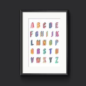 Funky Alphabet Poster, Nursery Prints, Alphabet Print, Nursery Wall Art, ABC Poster