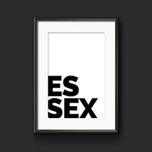 STAMPA tipografica della contea di ESSEX UK, immagine del nome del luogo, arte murale personalizzata