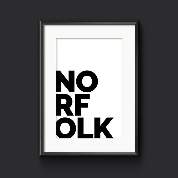 NORFOLK Art Print | Place Name Sign | East Anglia Wall Print | Housewarming Gift