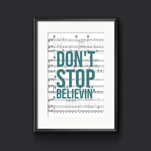 Lyrics Art Print - 'Don't Stop Believin' - Journey. Music Wall Art | Anniversary Gift | Wedding Song | First Dance Memory | Typography Print