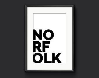 NORFOLK Art Print | Place Name Sign | East Anglia Wall Print | Housewarming Gift