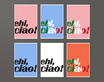Blank Greeting Card. Any Occasion Card. Italian Language Typography Notecard