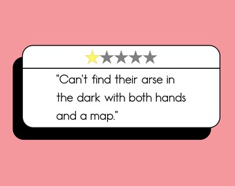 Blank Greeting Card. Any Occasion Card. Adult Humour Typography Notecard. Sarcastic Bad Review Card. Funny Review Card