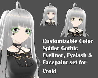 Gothic Spider aanpasbare kleur eyeliner, wimpers en schmink VRoid Asset - Aanpasbaar voor virtuele streamers Digital Download Vroid
