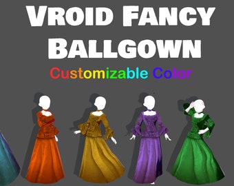 Verbluffende 3D aanpasbare baljurk VTuber Asset - Volledig geanimeerd en aanpasbaar voor virtuele streamers Digitale download Vroid VTuber