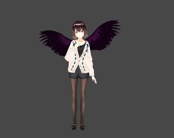 Stunning 3D Vulture dark Wing VTuber Asset - Fully Animated & Customizable for Virtual Streamers Digital DownLoad Vroid VTuber