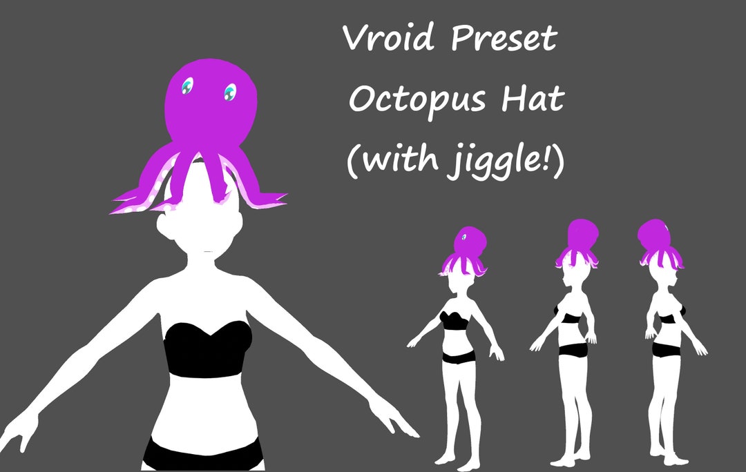 Vroid Octopus Texture Vibrant 3D Octopus Hat Pet Vtuber Asset - Fully Customizable & Animated ...