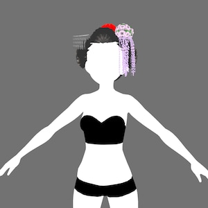 Stunning 3D Geisha Hair VRoid Asset - Fully Animated & Customizable for Virtual Streamers Digital DownLoad Vroid VTuber