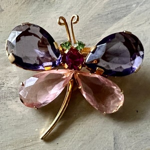 Elegant Red Butterfly Brooch Pin - Gold Tone With Austrian Crystal Jewelry For Women 7 thumbnail image