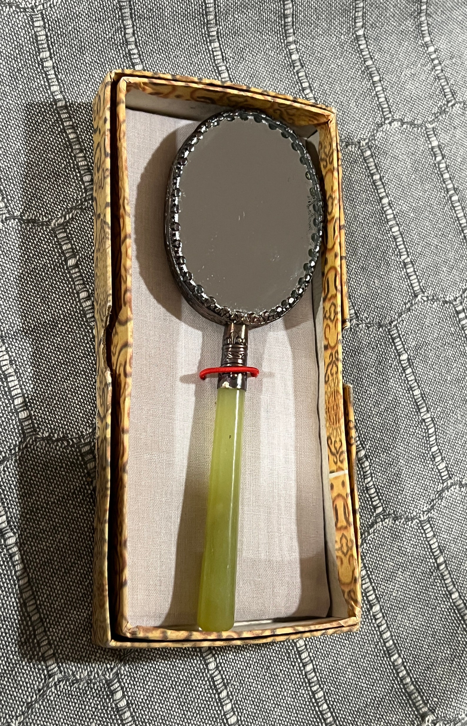 Traditional Geisha Mirror Vintage Asian Japanese Geisha Girl Enamel Hand Mirror Ornate Silver ...