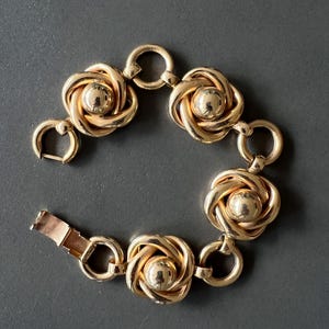 Vintage Bartek Gold Tone Brutalist Modernist Bracelet Chunky Statement Link 7"