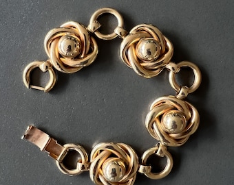 Pulsera vintage Bartek tono dorado brutalista modernista con eslabones gruesos y llamativos de 7 pulgadas.