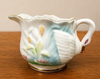 Vintage Occupied Japan Creamer Hand Painted Porcelain Cream Pitcher Gold Trim
