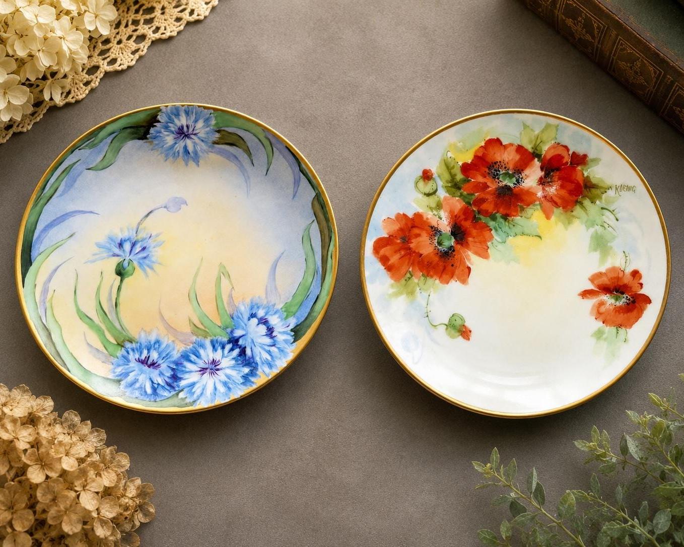 Antique Painted Plates - Etsy