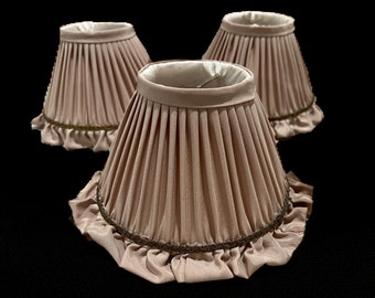 Vintage Set of 3 Empire Style 4.5" x 6.5" Clip-on Silk Lamp or Chandelier Shades