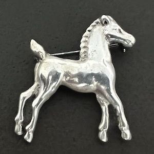 Vintage Sterling Silver Horse Brooch Equestrian Pin