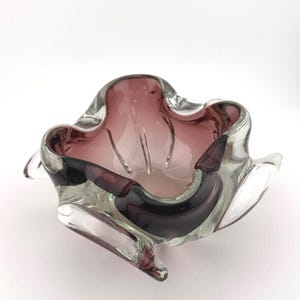 Mid-Century Modern Murano-style Sommerso Art Glass Bowl with Biomorphic Form