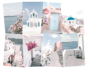 Santorini Posters Aesthetic Greece Prints Set of 8 Wall Art Dorm Room Decor