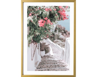 Santorini Greece Wall Art Prints Pink Photography Room Decor