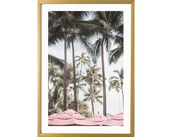 Hawaii // Pink Wall Decor // Honolulu Photography // Blush Decor // Pink Gallery Wall Prints // Umbrella Prints // Palm Trees Wall Art Print