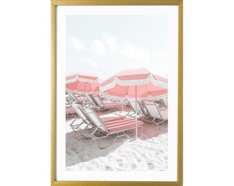 Miami Beach Photography Print Pastel Umbrella Wall Art