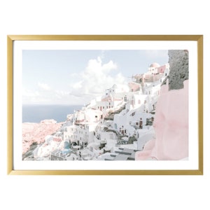 Greece Wall Art Prints // Pink Wall Art // Santorini Pastel Room Decor // Blush Prints Wall Art // Travel Prints // Travel Wall Art Prints