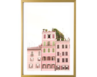 Roma Italia Arte de pared Travel Print Pink Art Print Cartel pastel para el dormitorio, guardería, sala de estar
