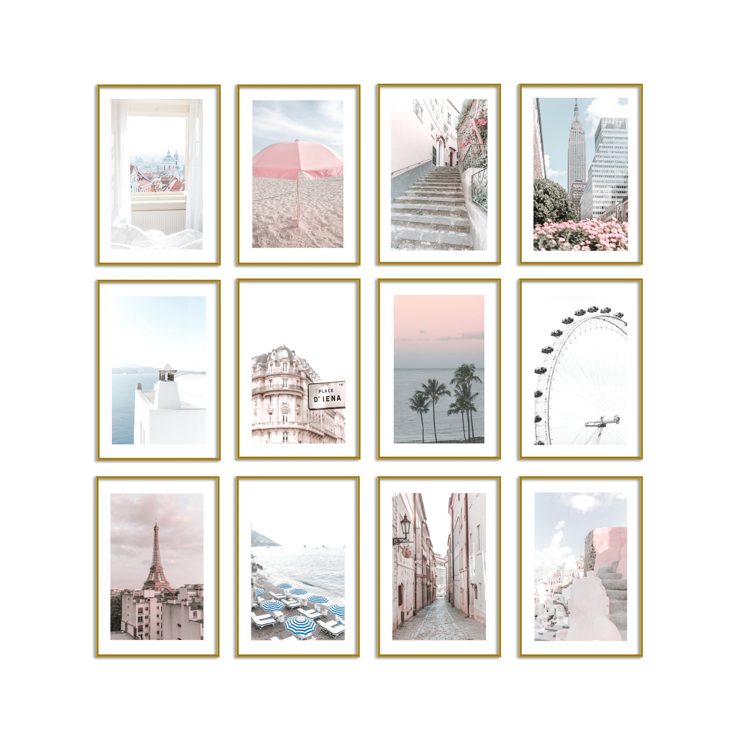 Travel Photography Prints Set of 12 Pink Gallery Wall Art Room Etsy