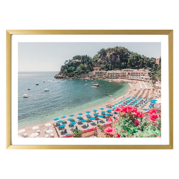 Italy Wall Art Travel Beach Print Italian Wall Decor Original Artwork Taormina Sicily